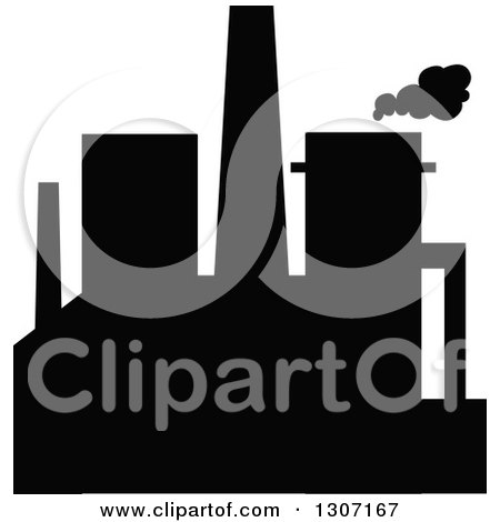Clipart of a Black Silhouetted Refinery Factory 17 - Royalty Free Vector Illustration by Vector Tradition SM