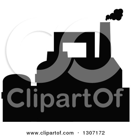 Clipart of a Black Silhouetted Refinery Factory 5 - Royalty Free Vector Illustration by Vector Tradition SM