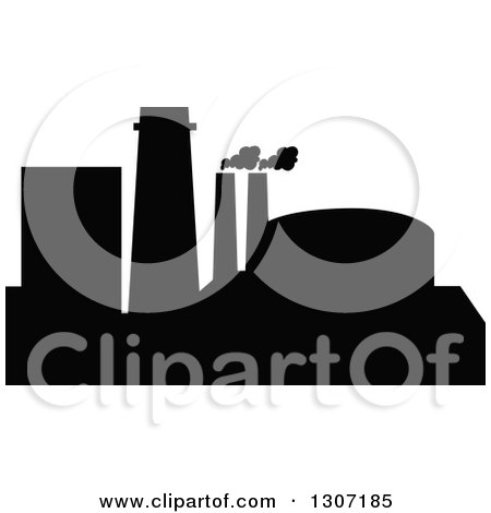 Clipart of a Black Silhouetted Refinery Factory 13 - Royalty Free Vector Illustration by Vector Tradition SM