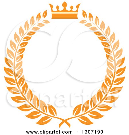 Clipart of an Orange Laurel Wreath with a Luxury Crown - Royalty Free Vector Illustration by Vector Tradition SM