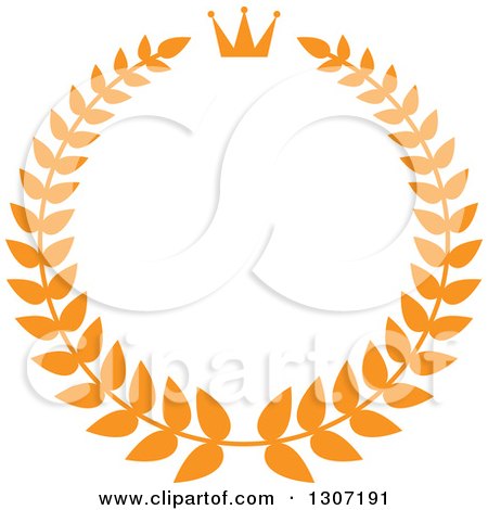 Clipart of an Orange Laurel Wreath with a Luxury Crown 2 - Royalty Free Vector Illustration by Vector Tradition SM