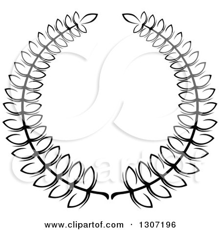 Clipart of a Black and White Laurel Wreath 12 - Royalty Free Vector Illustration by Vector Tradition SM