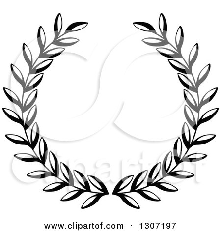 Clipart of a Black and White Laurel Wreath 13 - Royalty Free Vector Illustration by Vector Tradition SM