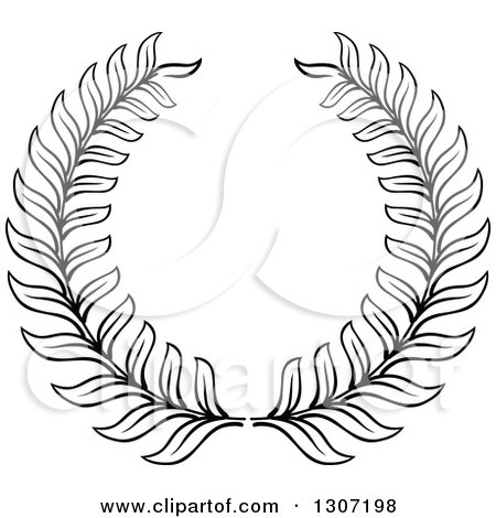 Clipart of a Black and White Laurel Wreath 14 - Royalty Free Vector Illustration by Vector Tradition SM
