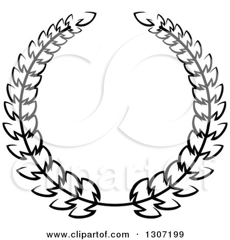 Clipart of a Black and White Laurel Wreath 15 - Royalty Free Vector Illustration by Vector Tradition SM