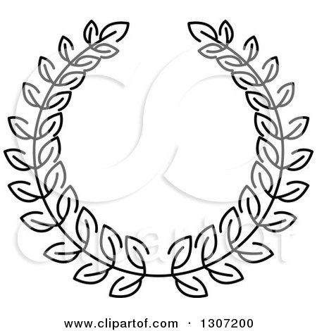 Clipart of a Black and White Laurel Wreath 16 - Royalty Free Vector Illustration by Vector Tradition SM