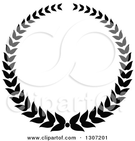 Clipart of a Black and White Laurel Wreath 11 - Royalty Free Vector Illustration by Vector Tradition SM