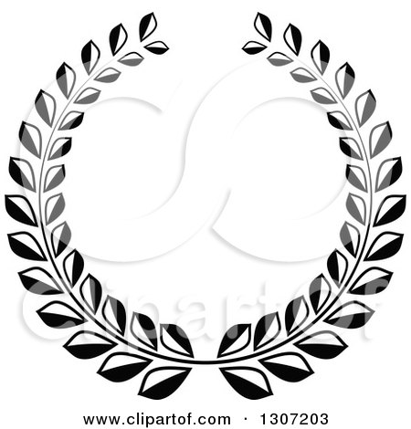 Clipart of a Black and White Laurel Wreath 9 - Royalty Free Vector Illustration by Vector Tradition SM