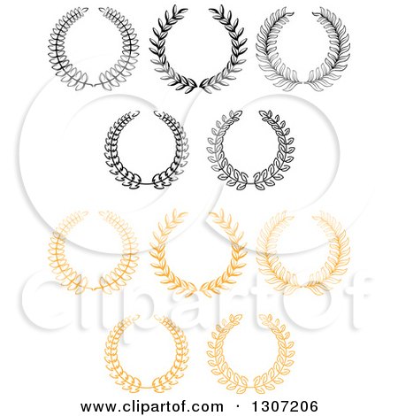 Clipart of Black and White and Orange Laurel Wreaths 4 - Royalty Free Vector Illustration by Vector Tradition SM