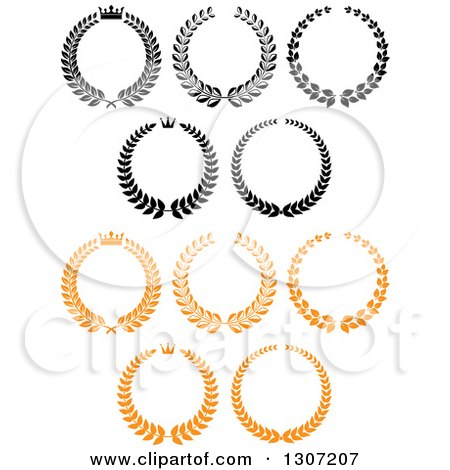 Clipart of Black and White and Orange Laurel Wreaths 3 - Royalty Free Vector Illustration by Vector Tradition SM