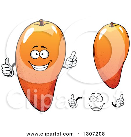 Clipart of a Cartoon Face, Hands and Mango Fruit - Royalty Free Vector Illustration by Vector Tradition SM