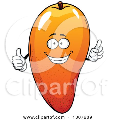 Clipart of a Cartoon Mango Character Holding up a Finger and Thumb - Royalty Free Vector Illustration by Vector Tradition SM