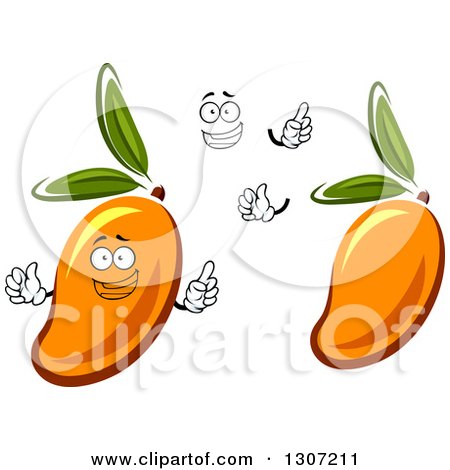 Clipart of a Cartoon Happy Face, Hands and Mango Fruits - Royalty Free Vector Illustration by Vector Tradition SM