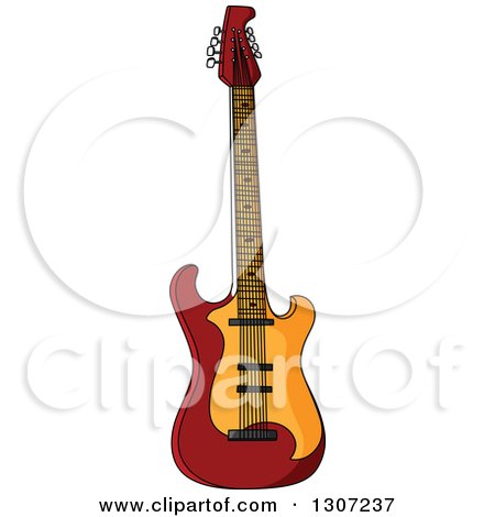 Clipart of a Cartoon Electric Guitar - Royalty Free Vector Illustration by Vector Tradition SM