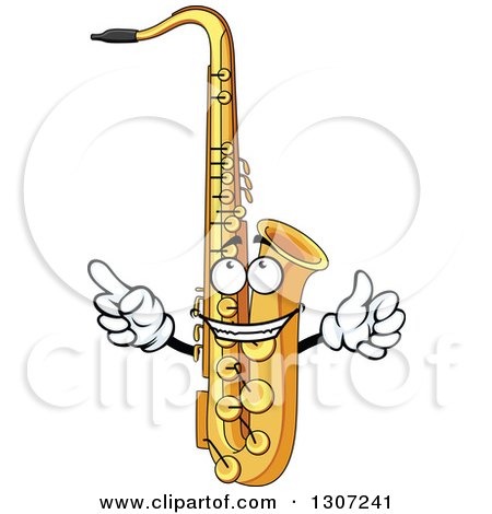 Clipart of a Cartoon Saxophone Character Holding up a Thumb and Finger - Royalty Free Vector Illustration by Vector Tradition SM