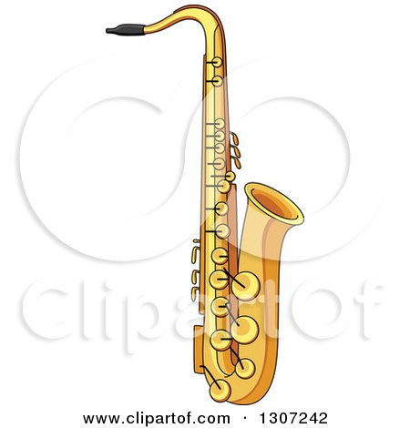 Clipart of a Cartoon Saxophone - Royalty Free Vector Illustration by Vector  Tradition SM #1307242