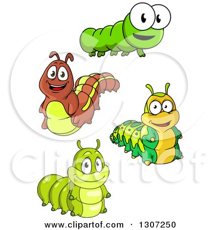 Clipart of Cartoon Smiling Caterpillars - Royalty Free Vector Illustration by Vector Tradition SM