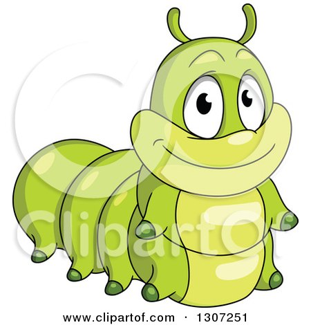 Clipart of a Cartoon Smiling Green Caterpillar - Royalty Free Vector Illustration by Vector Tradition SM