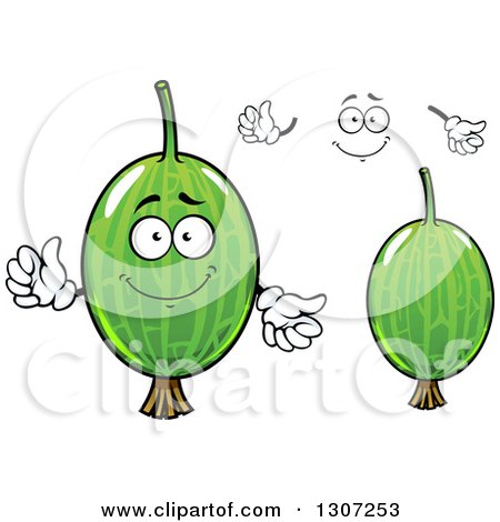 Clipart of a Cartoon Happy Face, Hands and Gooseberries - Royalty Free Vector Illustration by Vector Tradition SM