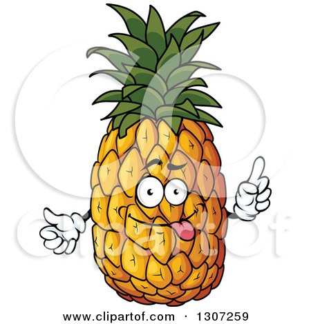 Clipart of a Goofy Pineapple Character Sticking Its Tongue out and Holding up a Finger - Royalty Free Vector Illustration by Vector Tradition SM