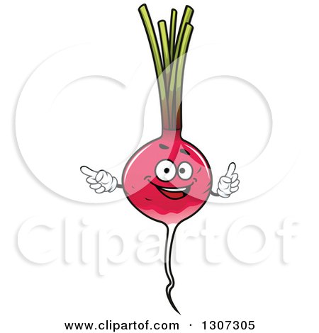 Clipart of a Cartoon Radish Character Pointing - Royalty Free Vector Illustration by Vector Tradition SM