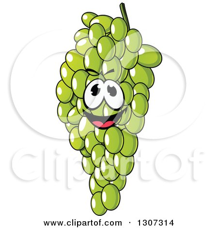 Clipart of a Happy Cartoon Bunch of Green Grapes Character - Royalty Free Vector Illustration by Vector Tradition SM