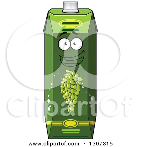 Clipart of a Happy Green Grapes Juice Carton Character 2 - Royalty Free Vector Illustration by Vector Tradition SM