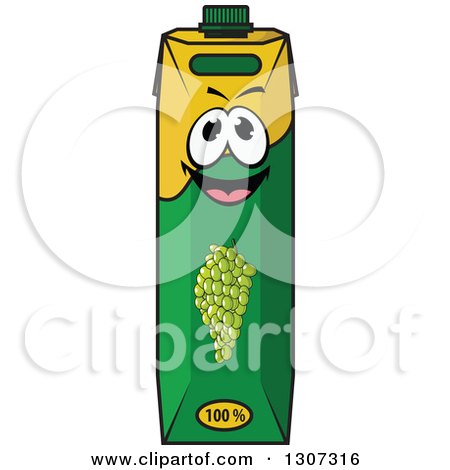 Clipart of a Happy Green Grapes Juice Carton Character - Royalty Free Vector Illustration by Vector Tradition SM