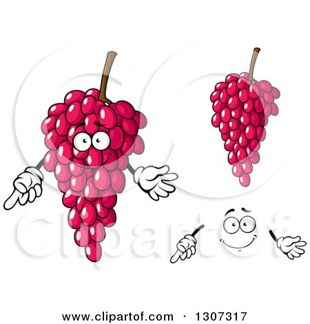 Clipart of a Cartoon Happy Face and Purple Grapes - Royalty Free Vector Illustration by Vector Tradition SM