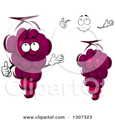 Clipart of a Cartoon Happy Face and Purple Grapes 2 - Royalty Free Vector Illustration by Vector Tradition SM