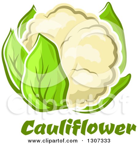 Clipart of a Cartoon White Cauliflower over Text - Royalty Free Vector Illustration by Vector Tradition SM