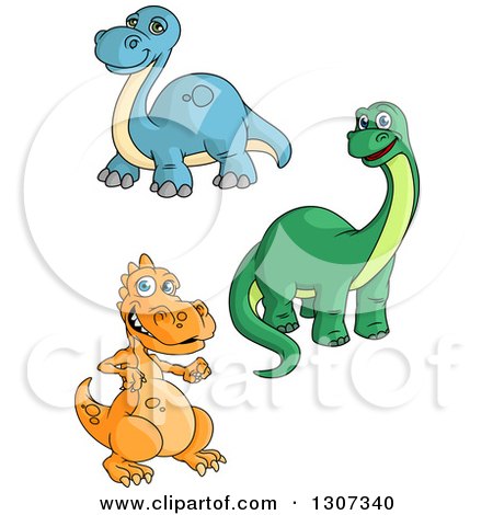 Clipart of Cartoon Dinosaurs - Royalty Free Vector Illustration by Vector Tradition SM