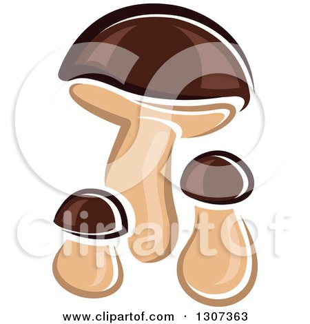 Clipart of Cartoon Brown Mushrooms - Royalty Free Vector Illustration by Vector Tradition SM