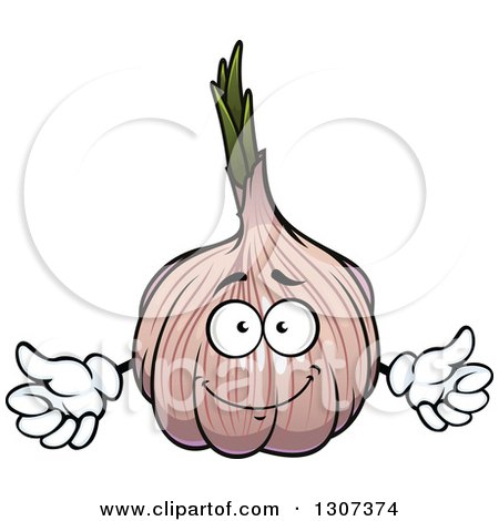 Clipart of a Cartoon Welcoming Garlic Character - Royalty Free Vector Illustration by Vector Tradition SM
