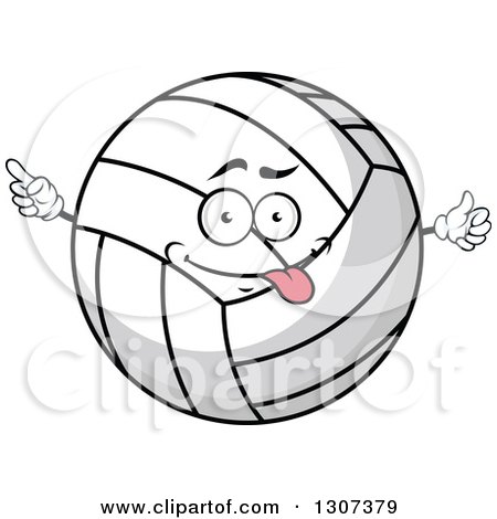 Clipart of a Cartoon Goofy Volleyball Character Pointing and Giving a Thumb up - Royalty Free Vector Illustration by Vector Tradition SM