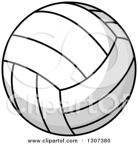 Clipart of a Cartoon Grayscale Volleyball 2 - Royalty Free Vector Illustration by Vector Tradition SM