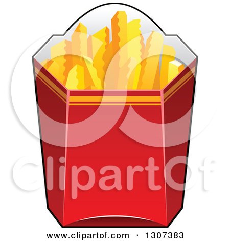 Clipart of a Cartoon Red Box of Crinkle French Fries - Royalty Free Vector Illustration by Vector Tradition SM