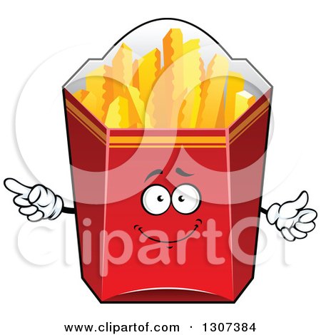 Clipart of a Cartoon Red Box of Crinkle French Fries Character - Royalty Free Vector Illustration by Vector Tradition SM