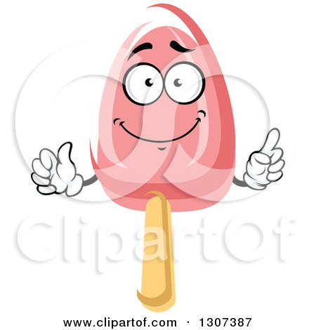 Clipart of a Cartoon Pink Popsicle Character - Royalty Free Vector Illustration by Vector Tradition SM