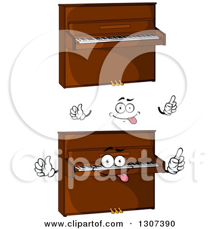 Clipart of a Cartoon Face, Hands and Pianos - Royalty Free Vector Illustration by Vector Tradition SM