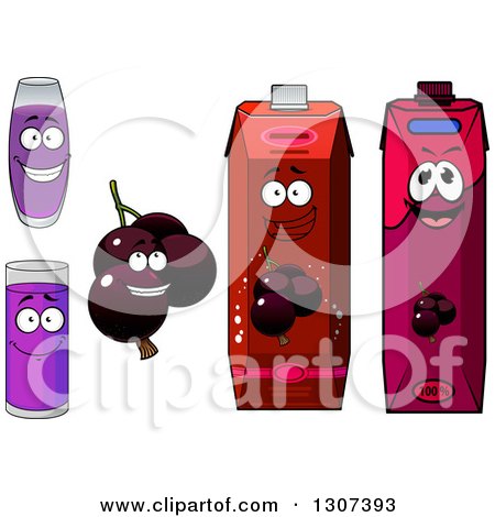 Clipart of a Cartoon Currants and Juice Characters 2 - Royalty Free Vector Illustration by Vector Tradition SM