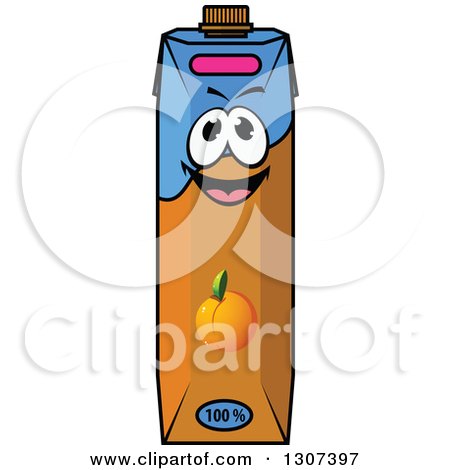 Clipart of a Cartoon Peach Apricot or Nectarine Juice Carton Character - Royalty Free Vector Illustration by Vector Tradition SM