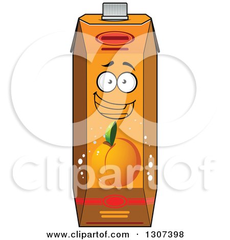 Clipart of a Cartoon Peach Apricot or Nectarine Juice Carton Character 2 - Royalty Free Vector Illustration by Vector Tradition SM