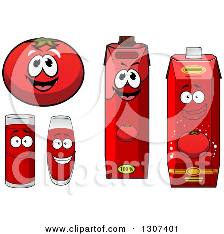 Clipart of a Happy Red Tomato Character and Juice 3 - Royalty Free Vector Illustration by Vector Tradition SM