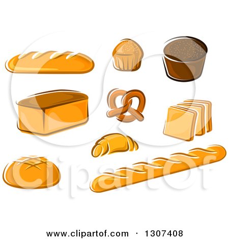 Clipart of Cartoon Bakery Breads - Royalty Free Vector Illustration by Vector Tradition SM