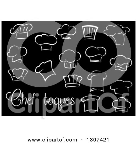 Clipart of White Chef Toque Hats on Black with Text - Royalty Free Vector Illustration by Vector Tradition SM
