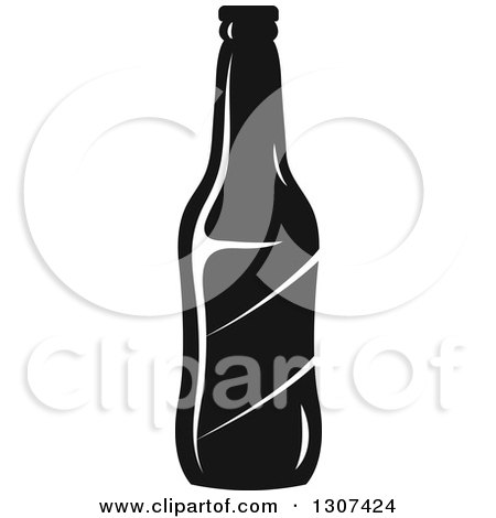 Clipart of a Cartoon Black and White Soda Bottle - Royalty Free Vector Illustration by Vector Tradition SM