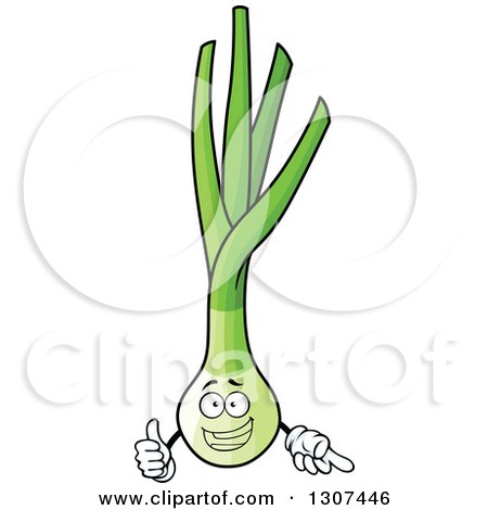 Clipart of a Cartoon Happy Leek Character Pointing - Royalty Free Vector Illustration by Vector Tradition SM