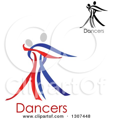 Clipart of Ribbon Couples Dancing over Text - Royalty Free Vector Illustration by Vector Tradition SM