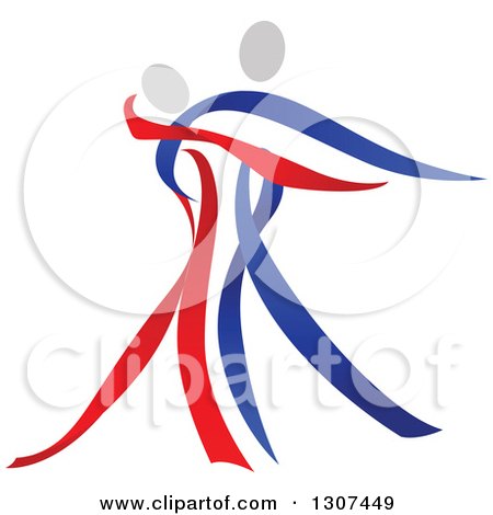 Clipart of a Red Blue and White Ribbon Couple Dancing - Royalty Free Vector Illustration by Vector Tradition SM